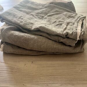 Pottery Barn Muted Green (w/ flax piping) Euro Shams (3)